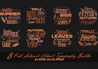 Fall Autumn Urban Typography T-shirt Designs Bundle