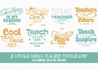 Vintage Urban Teacher Typography T-shirt Designs Bundle