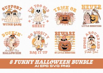 Funny Halloween T-shirt Designs Bundle