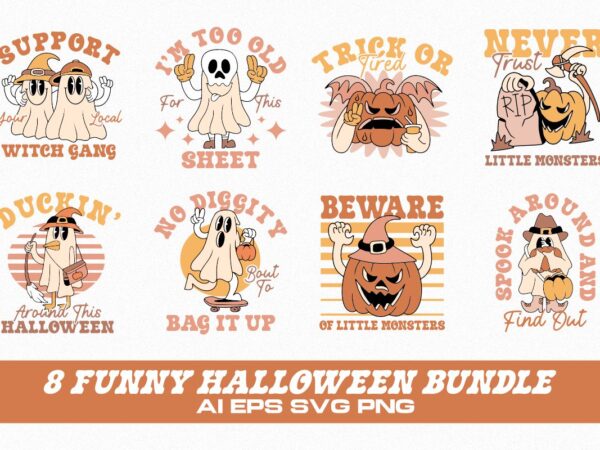 Funny halloween t-shirt designs bundle