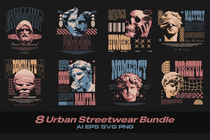 300+ Urban Streetwear t-shirt designs bundle, Minimal urban typography graphic set, urban graphics tee collection