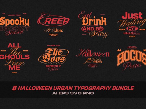Halloween urban typography t-shirt designs bundle