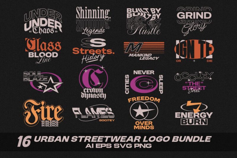 300+ Urban Streetwear t-shirt designs bundle, Minimal urban typography graphic set, urban graphics tee collection