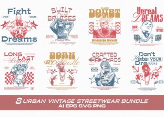 Urban Vintage Streetwear T-shirt Designs Bundle
