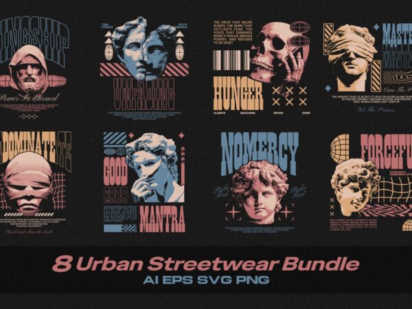 Urban streetwear t-shirt designs bundle