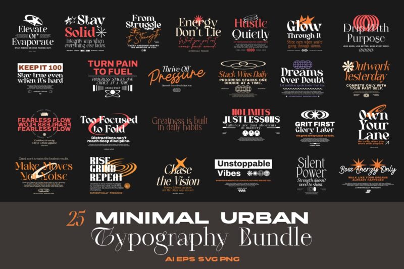 300+ Urban Streetwear t-shirt designs bundle, Minimal urban typography graphic set, urban graphics tee collection