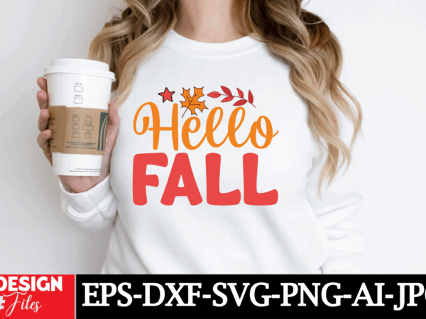 Hello fall t-shirt design, retro fall bundle svg png, thanksgiving svg, fall vibes svg, trendy svg, coffee mug svg, pumpkin svg, groovy au
