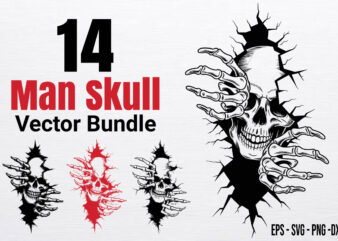 14 Man Skull Svg, Skull Svg Bundle, Peeking Halloween Skull vector t-shirt, Skeleton Svg.