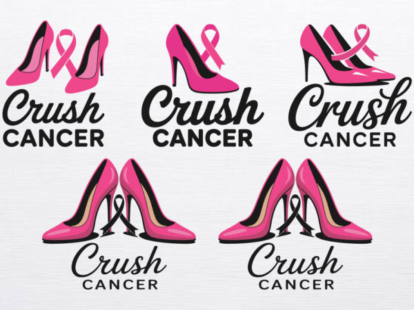 Crush cancer with style: pink high heels & ribbon design for breast cancer awareness, empower women to fight against cancer and spread hope Crush cancer with style: pink high heels & ribbon design for breast cancer awareness, empower women to fight against cancer and spread hope