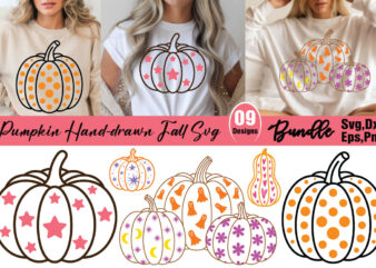 Pumpkin Hand-drawn Fall T-shirt sublimation Bundle Pumpkin Hand-drawn Fall SVG sublimation Bundle