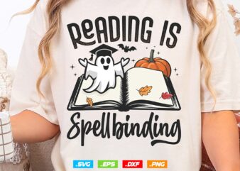 Fall Halloween Reading Book Svg, Spell Book Svg, Book Lover Gift, Book Lover Ghost, Reading Ghost Shirt, Halloween Png, Fall Ghostshirt
