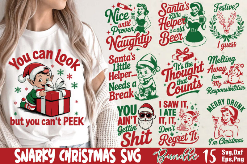 Snarky Christmas T-shirt Bundle Snarky Christmas SVG Bundle