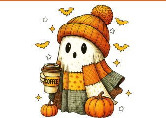 Ghost Drinking Coffee Halloween Platwork Ghost PNG