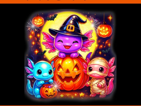 Cute axolotl jack o lantern halloween png t shirt vector file
