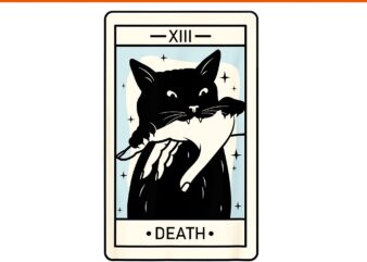 Black Cat Tarot Death Halloween Witchy Cat PNG