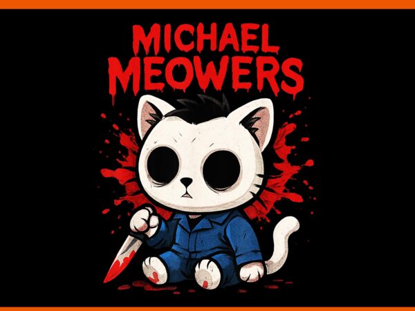 Michael meowers halloween cat png, cat horror parody halloween png t shirt designs for sale