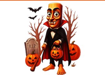 Tung Tung Tung Sahur Halloween Vampire Brainrot PNG, Tung Tung Tung Sahur Halloween PNG