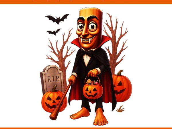 Tung tung tung sahur halloween vampire brainrot png, tung tung tung sahur halloween png t shirt designs for sale