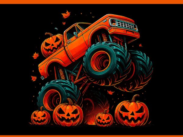 Monster truck halloween jack o lantern pumpkin png t shirt designs for sale