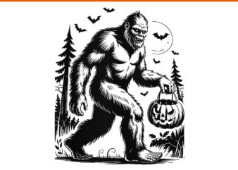 Spooky Halloween Bigfoot Pumpkin PNG, Bigfoot Halloween PNG