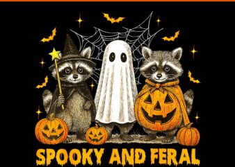 Spooky And Feral Halloween Cute Ghost Raccoon Trick Or Treat PNG