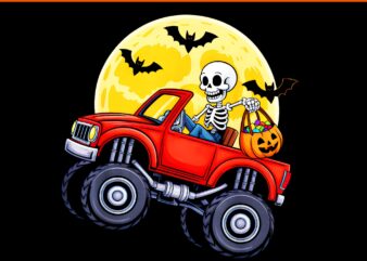 Skeleton Monster Truck Halloween PNG