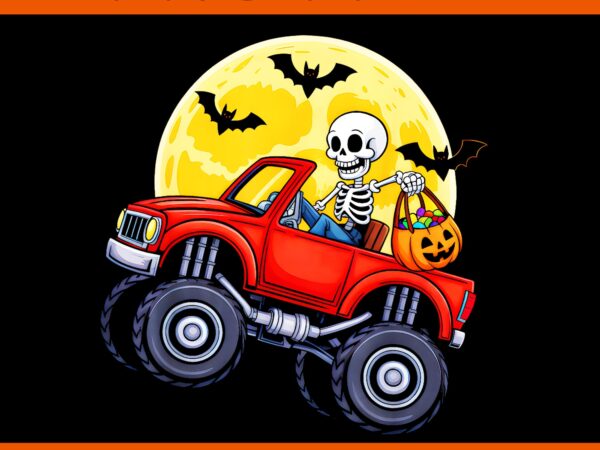 Skeleton monster truck halloween png t shirt template vector