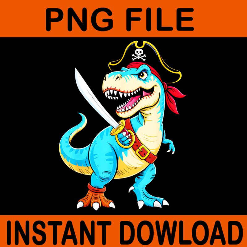 Pirate Dinosaur T Rex Halloween PNG