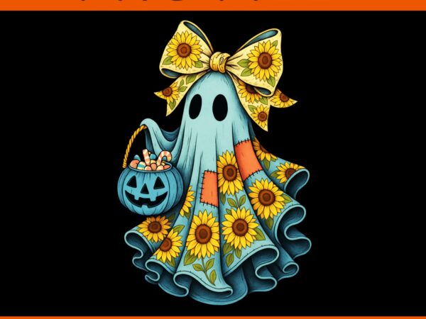 Halloween blue denim ghost sunflower coquette spooky boo png graphic t shirt