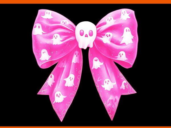Pink ghost bow coquette halloween spooky season png t shirt illustration