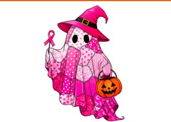 Halloween Boo Ghost Breast Cancer Awareness Pink Blue Denim PNG
