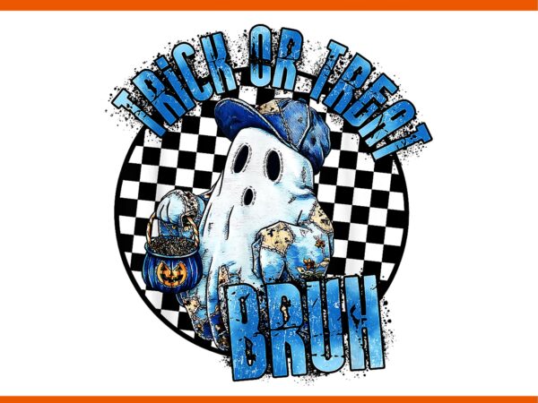 Trick or treat bruh halloween blue denim ghost png t shirt designs for sale