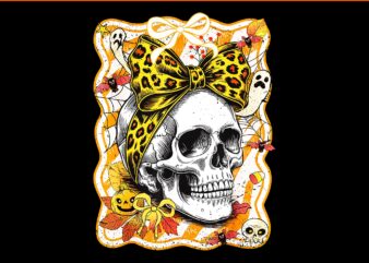 Preppy Bow Skull Halloween Spooky Season PNG