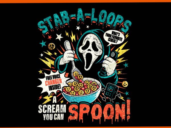 Stab-a-loops horror cereal box halloween killer breakfast png t shirt template vector Stab-a-loops horror cereal box halloween killer breakfast png t shirt template vector