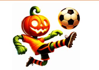Pumpkin Face Soccer Halloween PNG