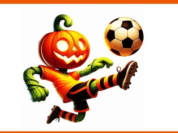 Pumpkin face soccer halloween png t shirt illustration