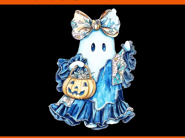 Retro blue denim boo ghost halloween denim patchwork png t shirt design online