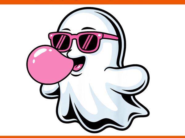 Ghost blowing pink bubblegum halloween png t shirt design template