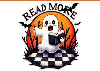 Read More Books Ghost PNG, Funny Cute Halloween Teacher PNG