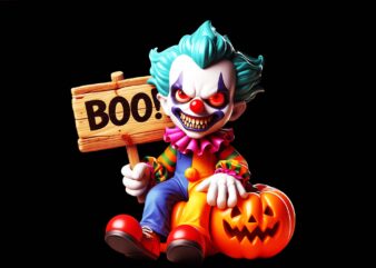 Boo Creepy Clown Pumpkin Halloween PNG