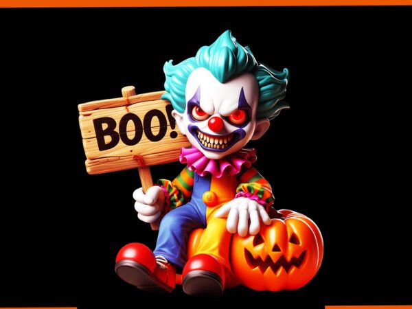 Boo creepy clown pumpkin halloween png t shirt template