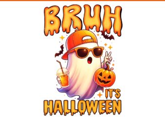 Bruh Meme Spooky Cute Ghost Halloween PNG, Bruh It’s Halloween Ghost PNG
