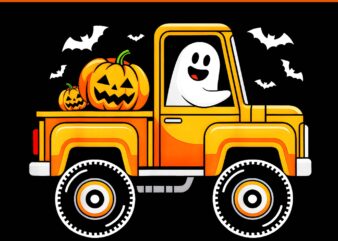 Cute Ghost Monster Truck Pumpkin Halloween PNG
