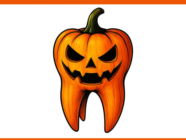 Creepy pumpkin tooth spooky halloween dentistry png t shirt vector file