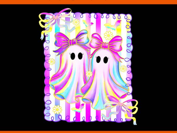 Colorful aesthetic halloween ghosts girly girls coquette bow png t shirt vector file