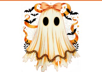 Lace Ghost Bow Floral Spooky Halloween PNG