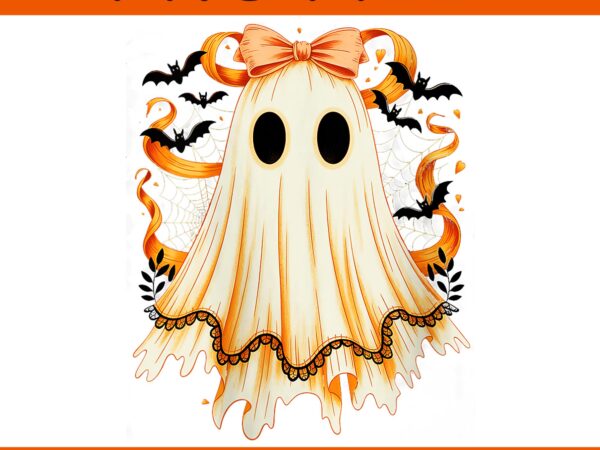 Lace ghost bow floral spooky halloween png t shirt vector graphic