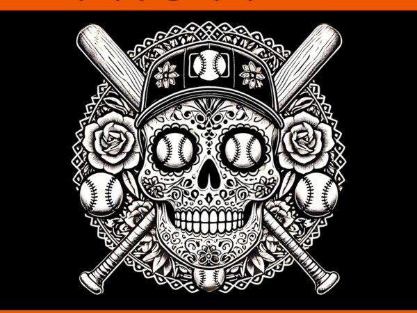 Cool latino mexican sugar skull baseball halloween png t shirt vector file