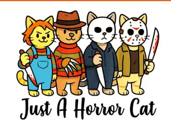 Just A Horror Cat Halloween PNG, Cat Horror Movies PNG