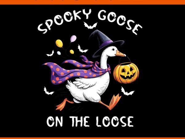 Spooky goose on the loose witch silly goose animal halloween png t shirt template vector